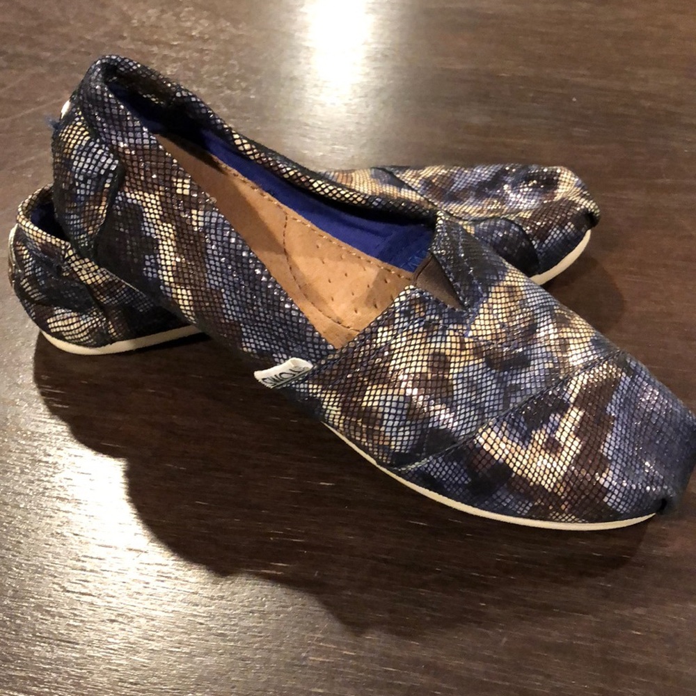 TOMS SHOES BLUE & BROWN SNAKE LEATHER CLASSIC - Picture 8 of 8
